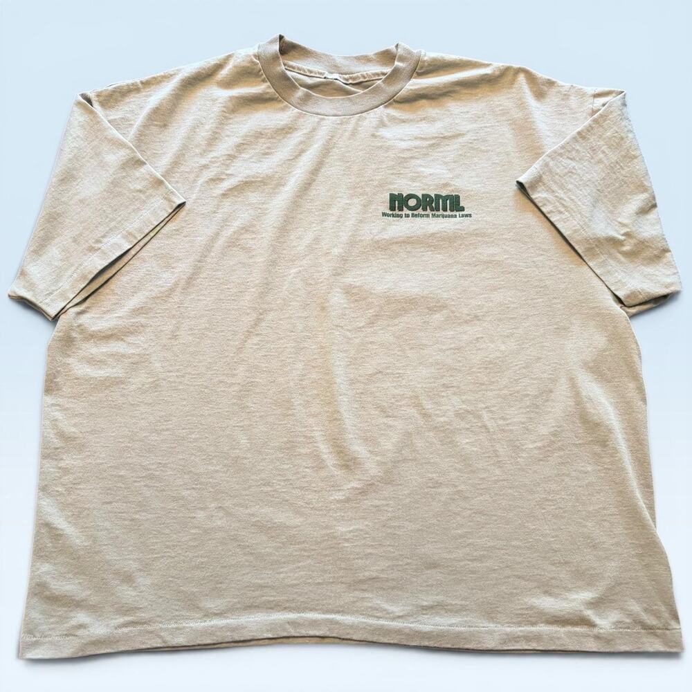 NORML Shirt Mens 2XL Beige Marijuana Laws Activism Graphic Tee T-Shirt